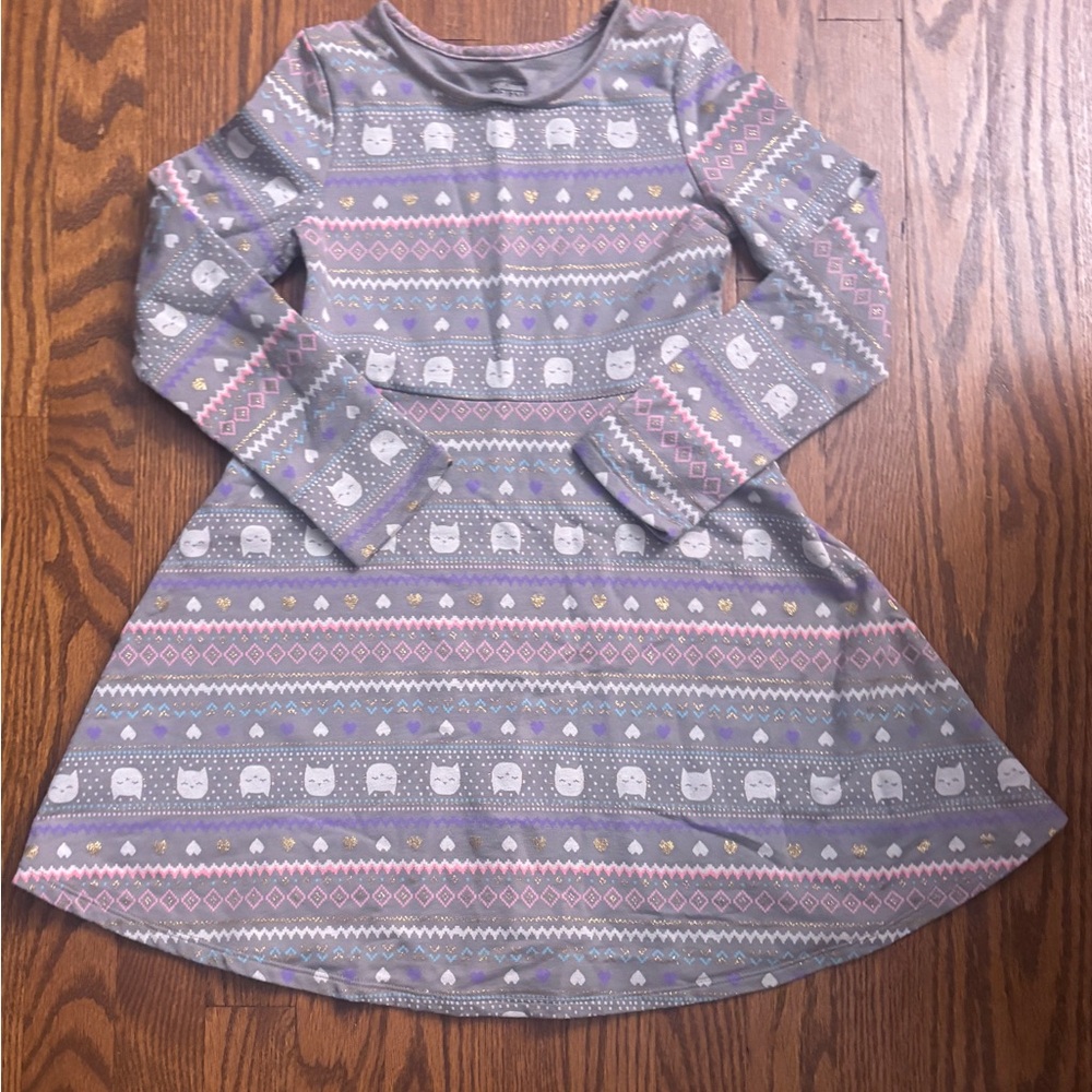 Jumping Beans Softest Dress Grey Cat Print Size 10